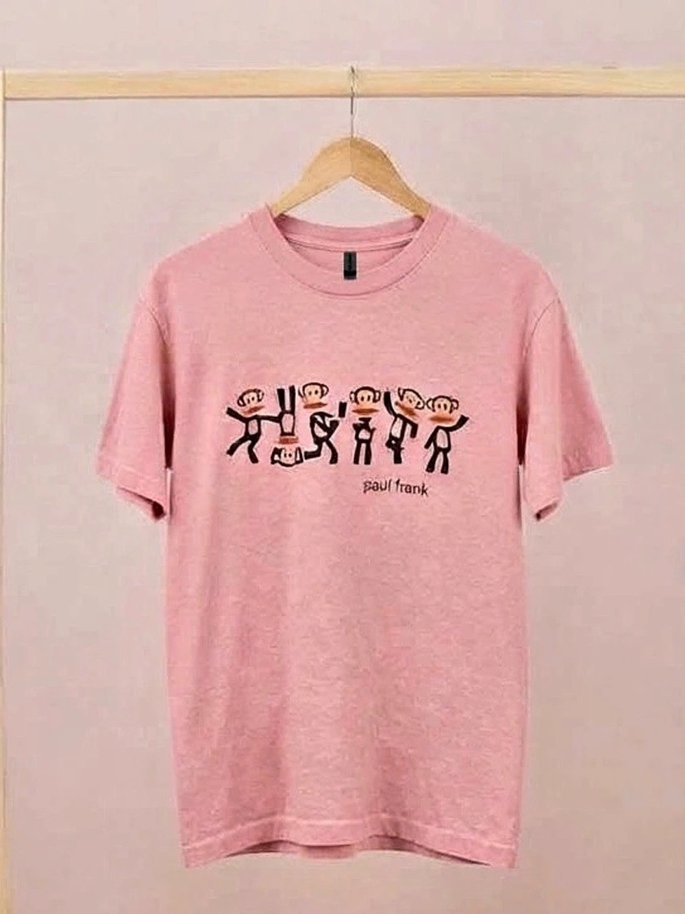 Paul Frank Julius Monkey Graphic T-Shirt Pink Y2K Style Unisex